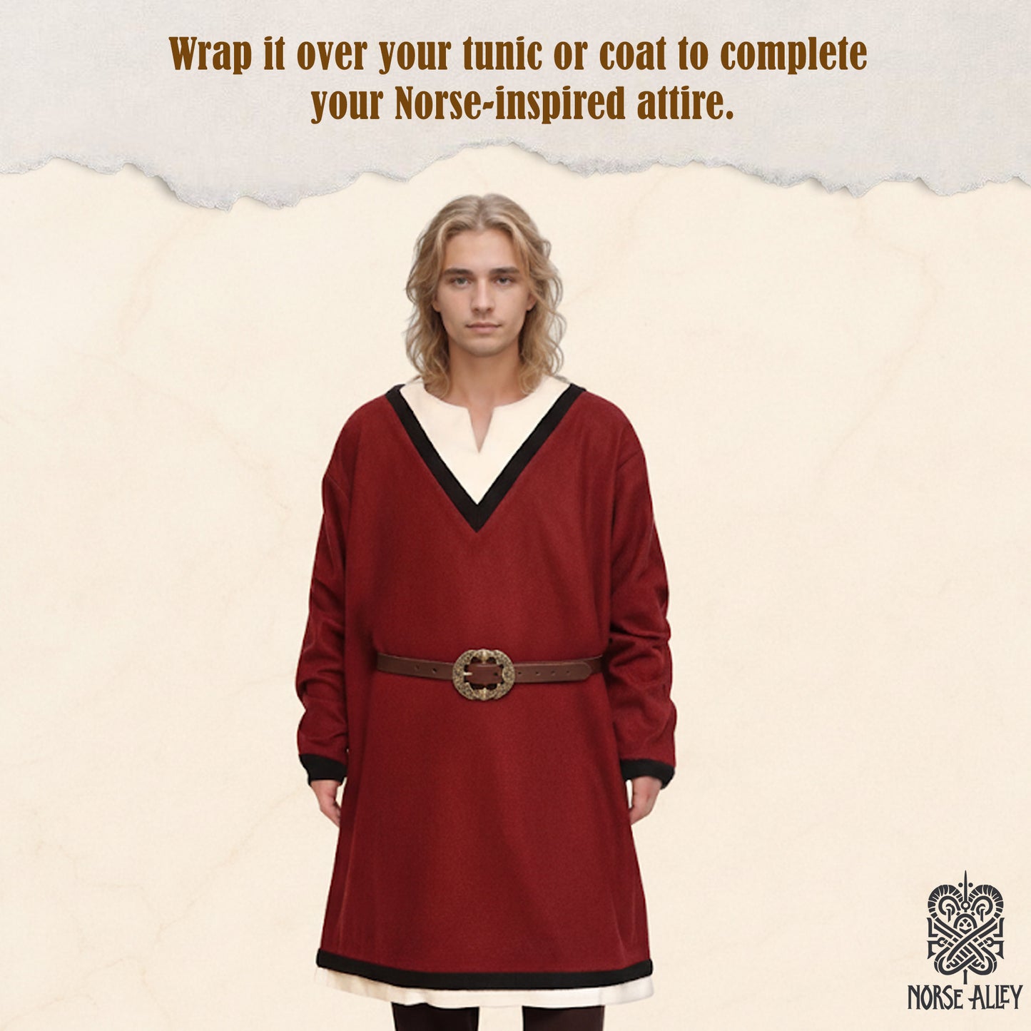 Norse Alley The Drakkar Belt – Viking-Inspired Leather Belt with Dragon Buckle