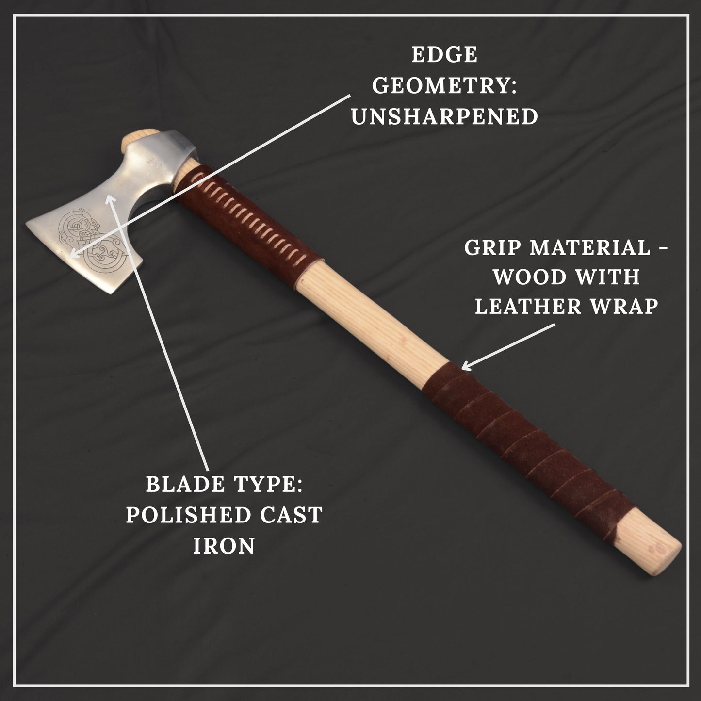 Viking Type D Axe with Etched Norse Design