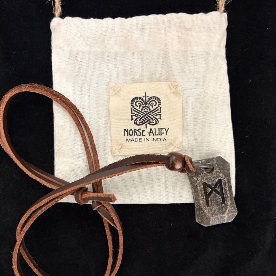 Viking Rune Pendant Mannaz | Adjustable Leather Cord | Norse Alley