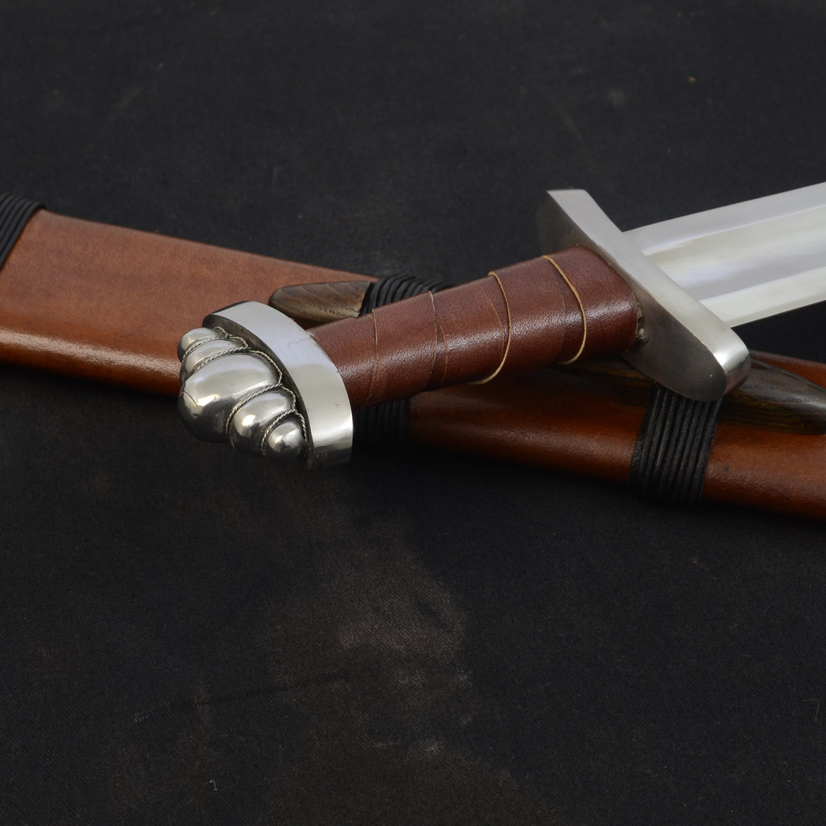 Five-lobed Viking sword hilt and blade detail