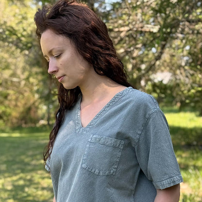 Medieval Short Sleeve Tunic, Grey Cotton Viking Shirt, V Neck Historical Clothing, Renaissance LARP Reenactment Top
