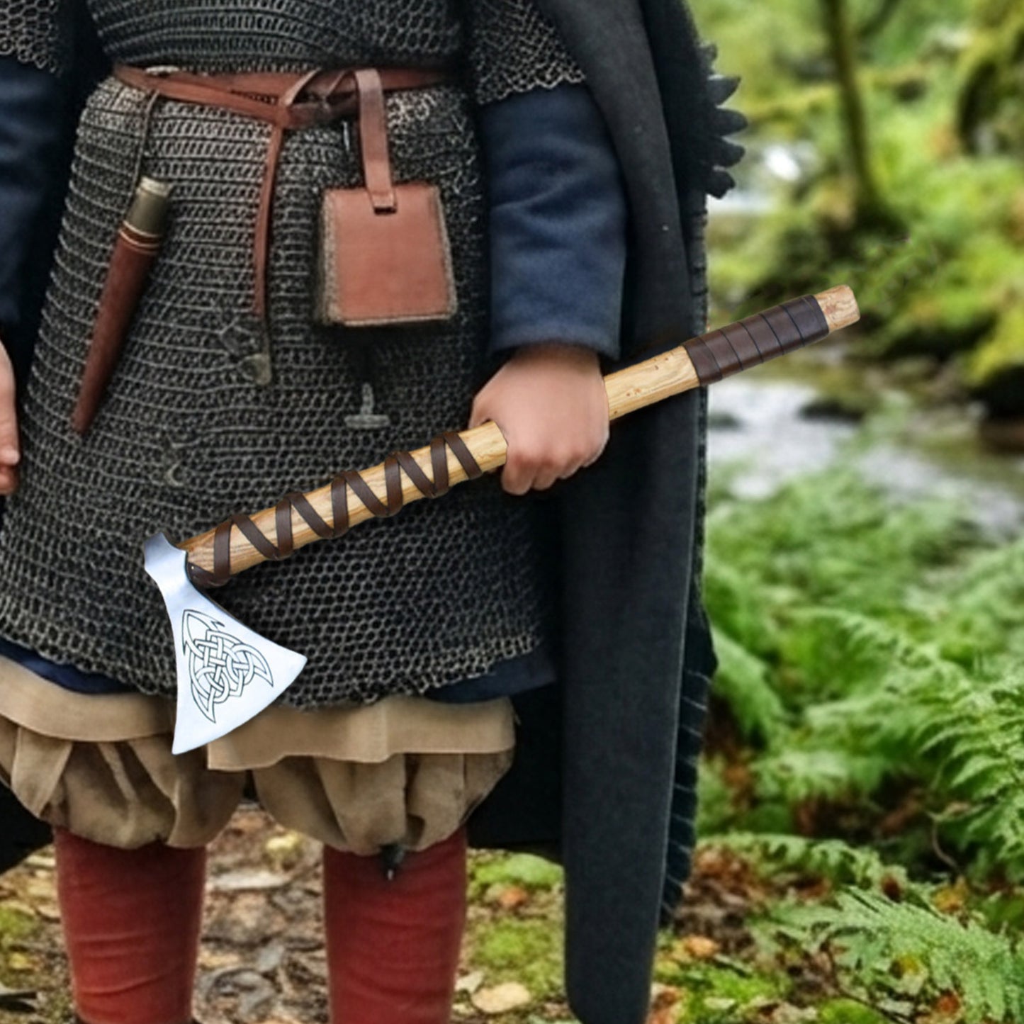 Viking Type M Axe with Etched Norse Design (Dane Axe)