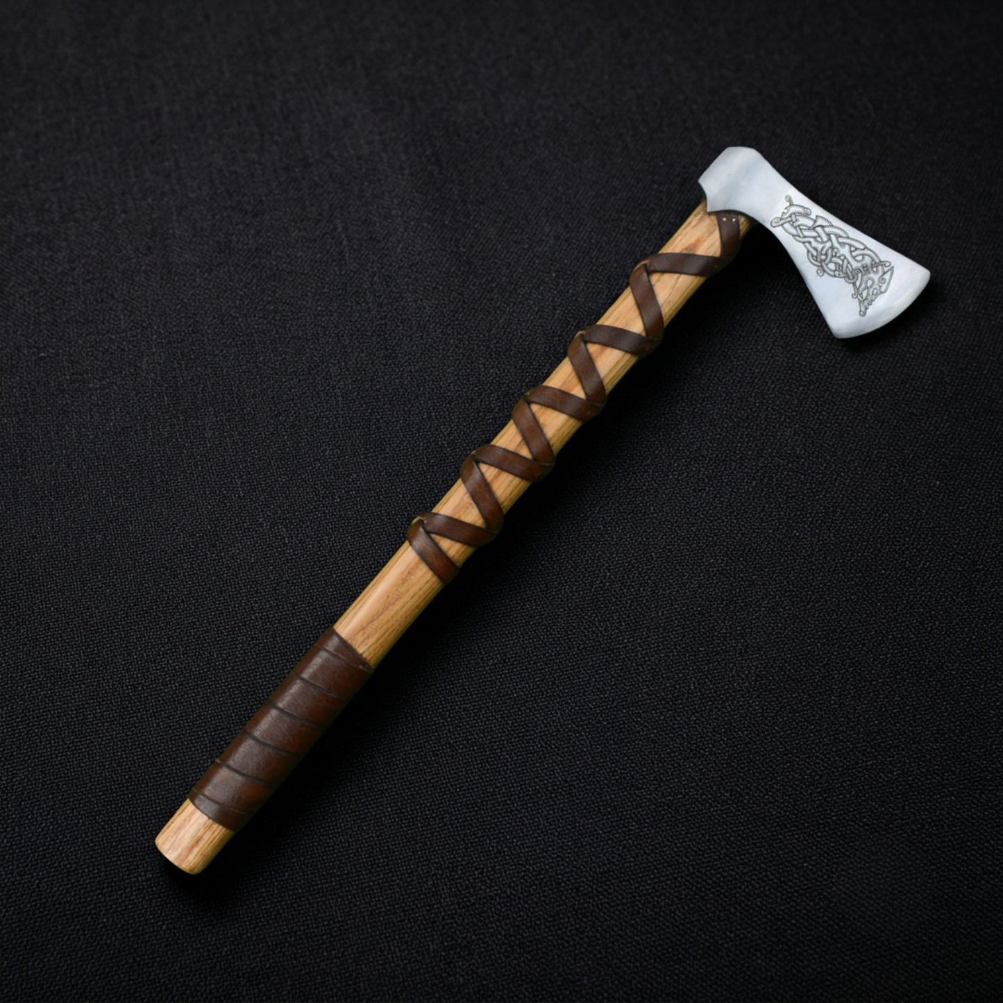 Viking Type L Axe with Etched Norse Design