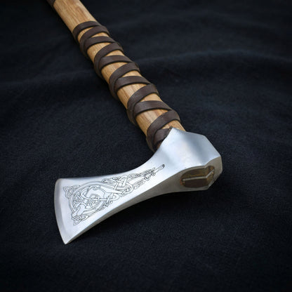 Viking Type K Axe with Etched Norse Design