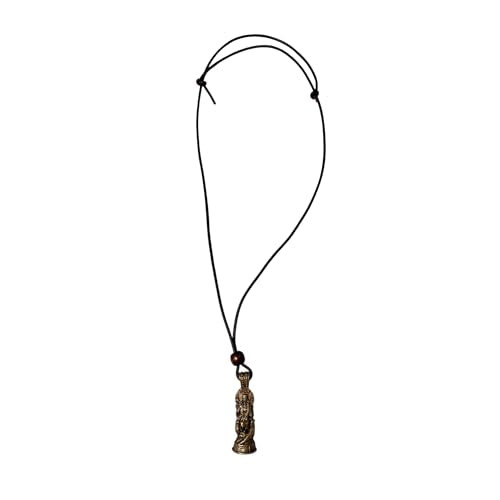 The Freyja Pendant – Goddess of Love and War features a detailed figure on a black adjustable cord, with a bronze finish that highlights its Norse goddess design, displayed against a white background.