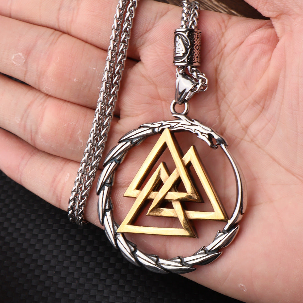Viking Rune Snake Pendant Necklace