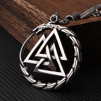 Viking Rune Snake Pendant Necklace