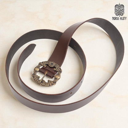 Norse Alley The Drakkar Belt – Viking-Inspired Leather Belt with Dragon Buckle