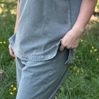 Medieval Short Sleeve Tunic, Grey Cotton Viking Shirt, V Neck Historical Clothing, Renaissance LARP Reenactment Top
