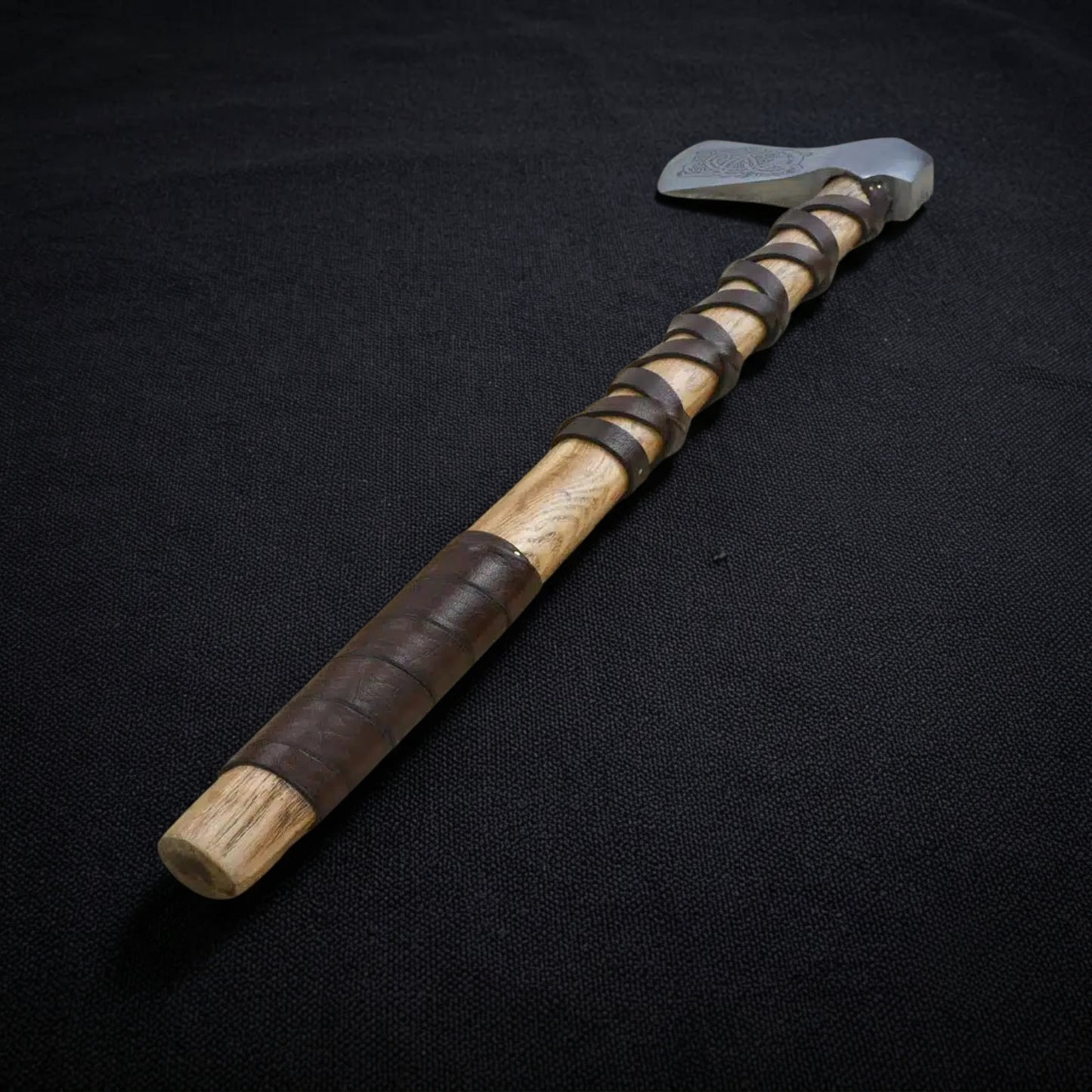 Viking Type K Axe with Etched Norse Wolf Design