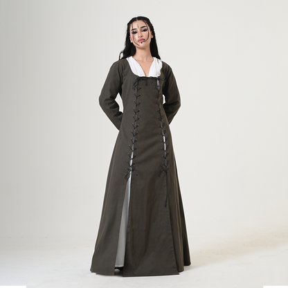 Dual Tie-Up Medieval Dress, Convertible Renaissance Gown, Lace Up LARP Costume, Historical Reenactment Dress, Fantasy Cosplay