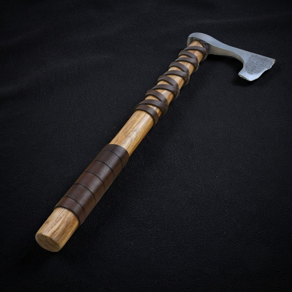 Viking Type C Axe with Etched Norse Design (Bearded)