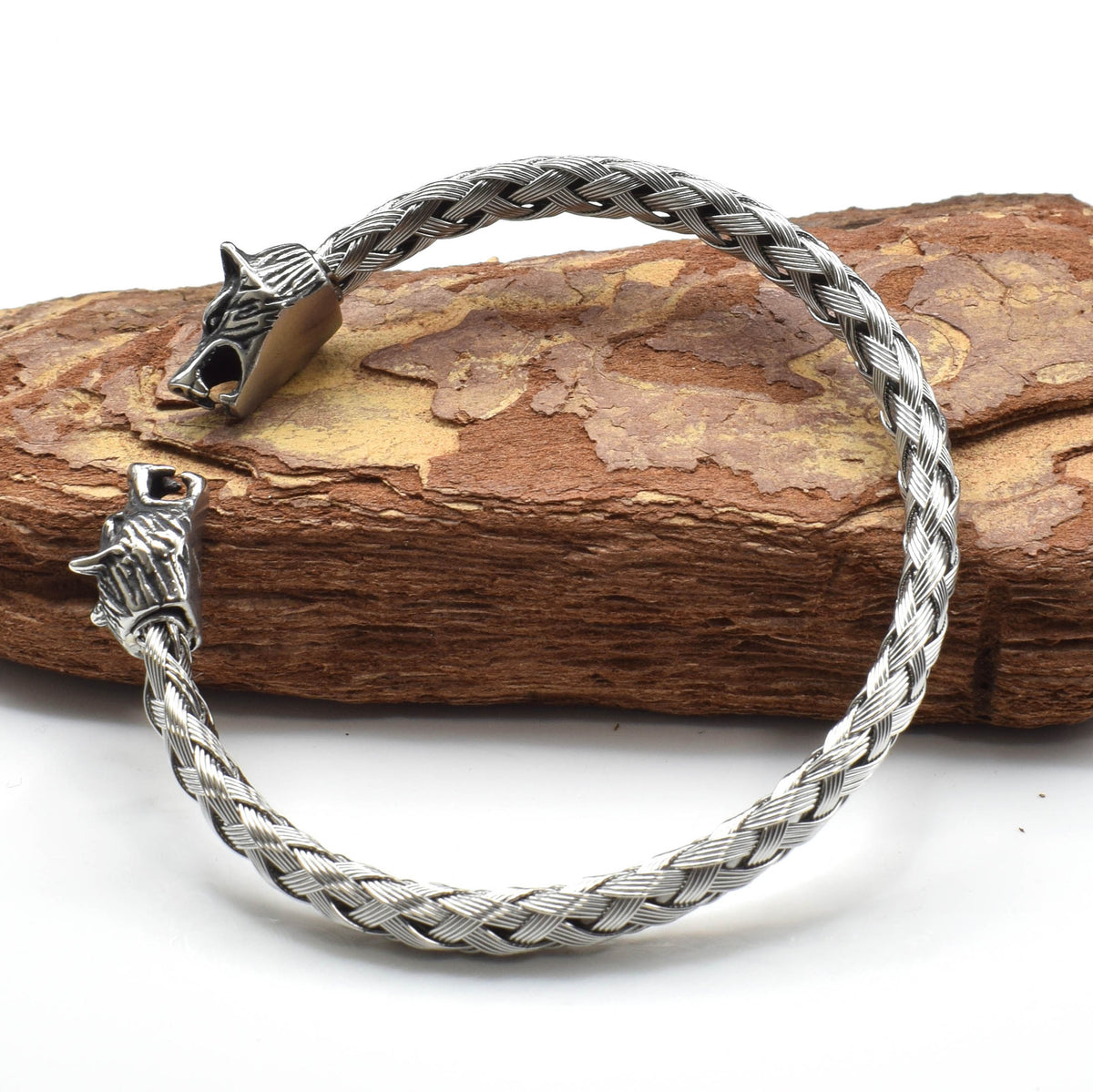 Viking Wolf Head Braided Bracelet