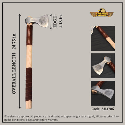 Viking Type E Axe with Etched Norse Design