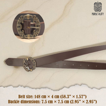 Norse Alley The Drakkar Belt – Viking-Inspired Leather Belt with Dragon Buckle