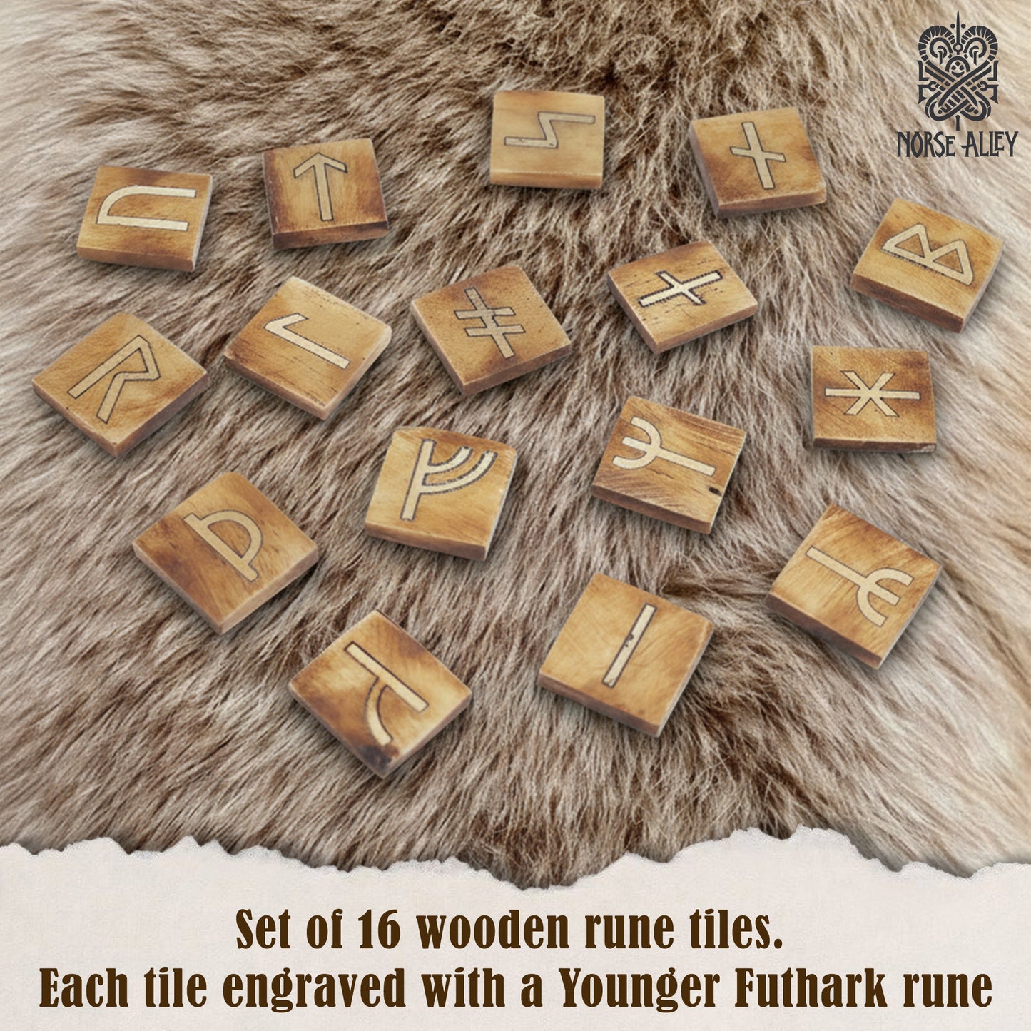 Younger Futhark Rune Set – 16 Handcrafted Tiles