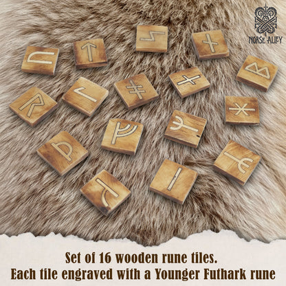 Younger Futhark Rune Set – 16 Handcrafted Tiles