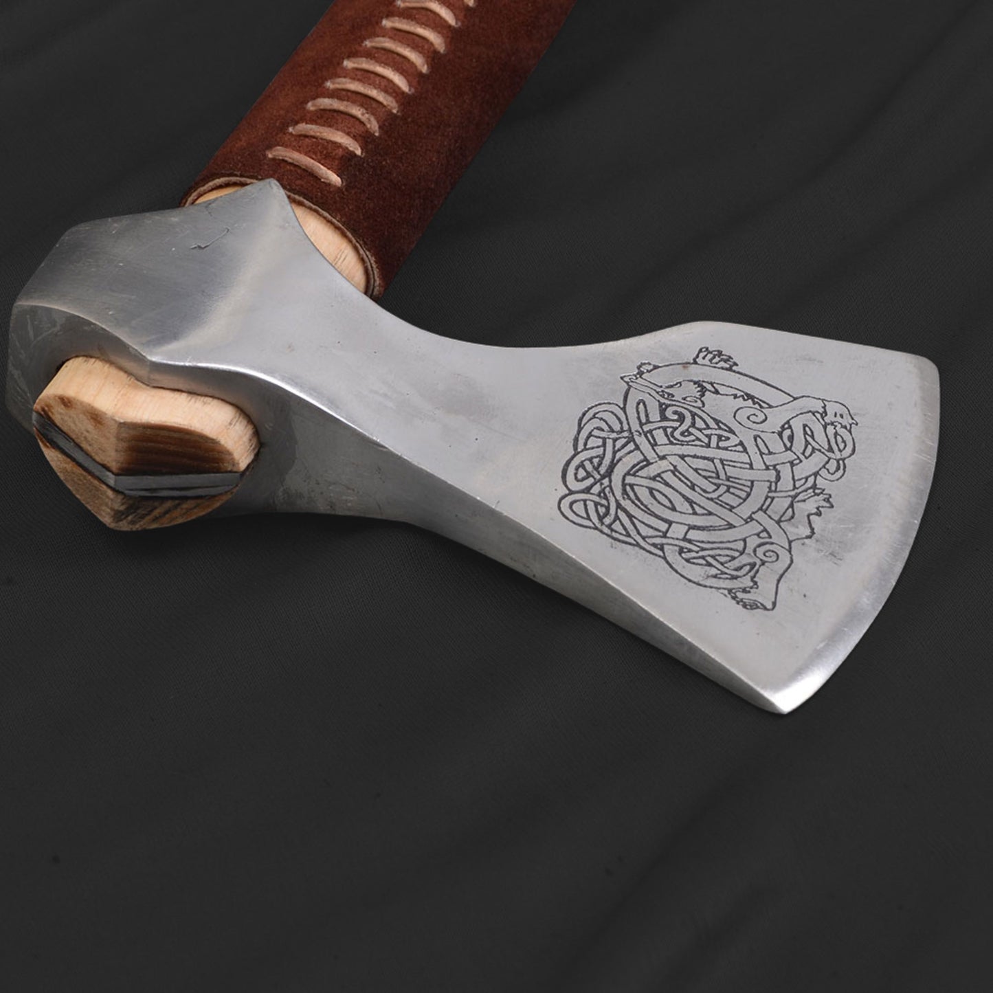 Viking Type E Axe with Etched Norse Design