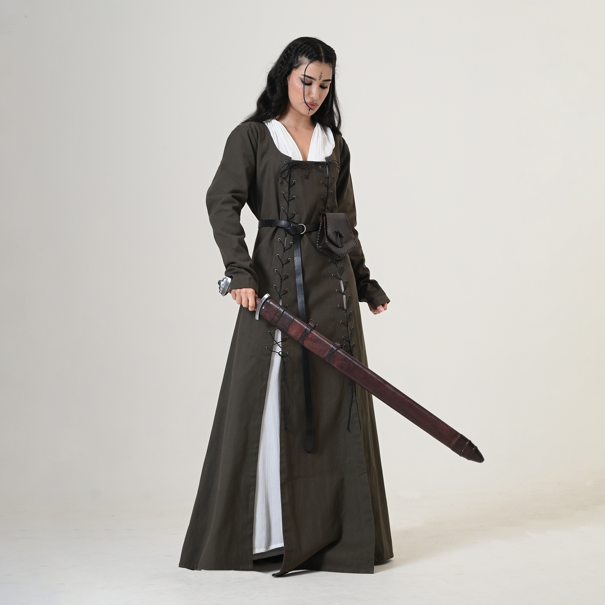 Dual Tie-Up Medieval Dress, Convertible Renaissance Gown, Lace Up LARP Costume, Historical Reenactment Dress, Fantasy Cosplay