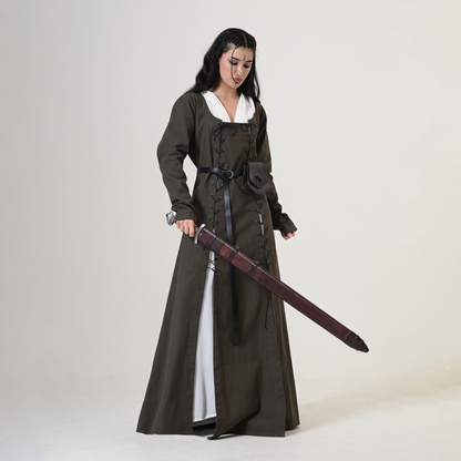 Dual Tie-Up Medieval Dress, Convertible Renaissance Gown, Lace Up LARP Costume, Historical Reenactment Dress, Fantasy Cosplay