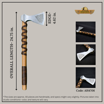 Viking Type F Axe with Etched Norse Design