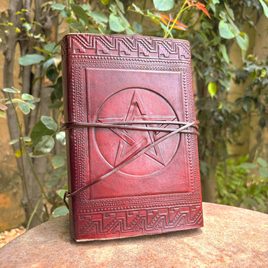 Leather Pentagram Journal Handmade Diary Viking Planner Antique Notebook for Men Women Gothic Gift Medieval Spell Book Organiser A5 Size