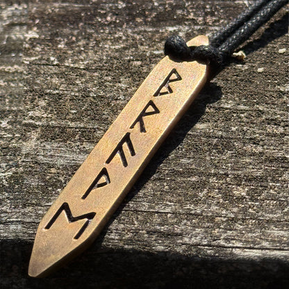 Norse Alley Viking Runes Brass Pendant Necklace Set (Set of 3)
