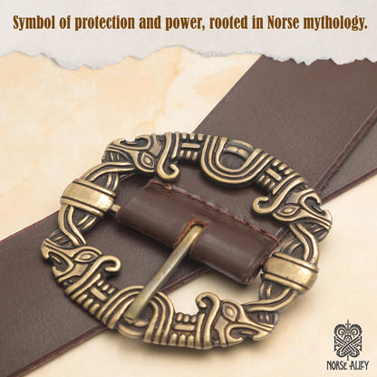 Norse Alley The Drakkar Belt – Viking-Inspired Leather Belt with Dragon Buckle