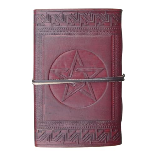 Deepeeka Leather Diary With Pentagram, Planner Organizer for Men and Women, Antique Handmade, Medieval/Viking Style, 240 pages - (210mm x 140mm; 8.5" size)
