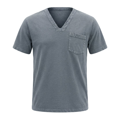 Medieval Short Sleeve Tunic, Grey Cotton Viking Shirt, V Neck Historical Clothing, Renaissance LARP Reenactment Top