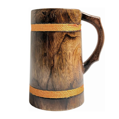 Wooden Beer Mug with Antique Golden Thread