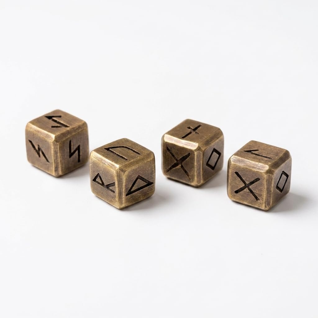 Viking Brass Dice (Set of 4)