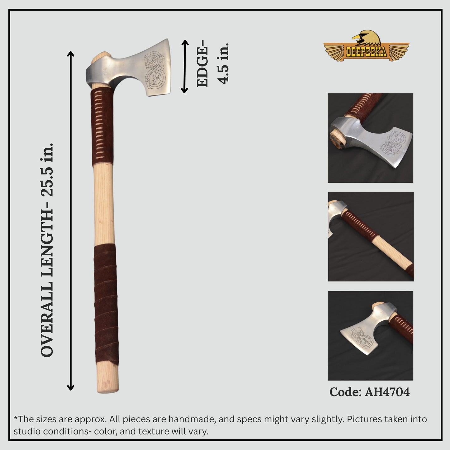 Viking Type D Axe with Etched Norse Design