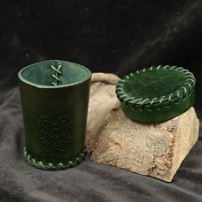 Handcrafted Dark Red Leather Dice Cup