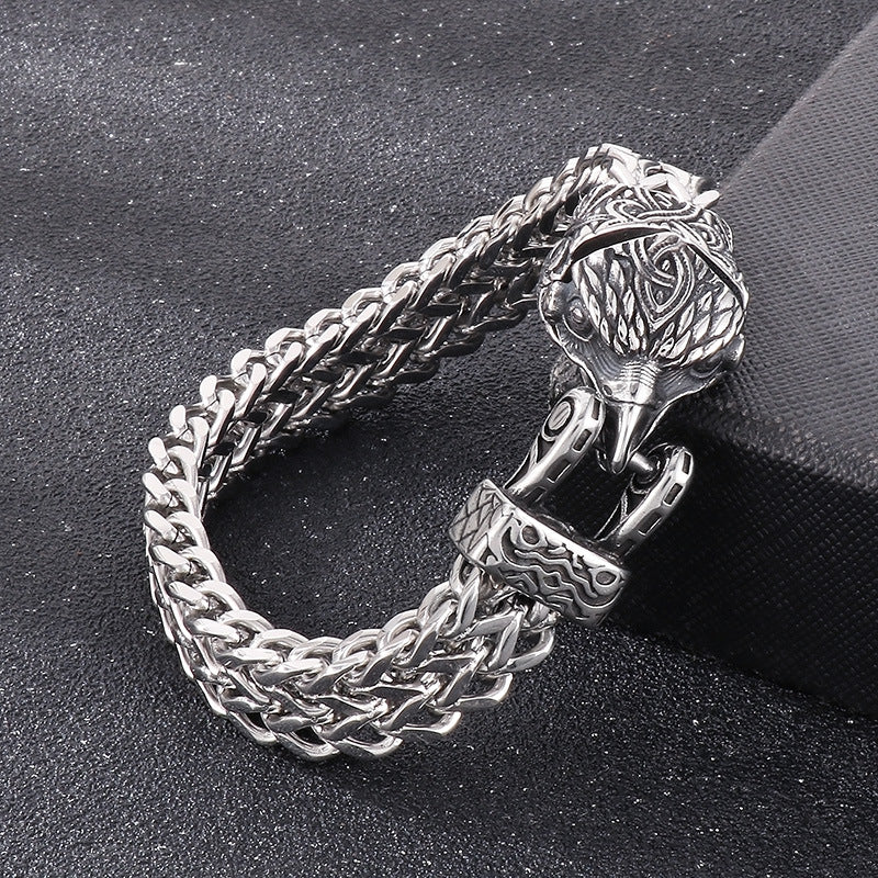 Wolf and Snake Viking Bracelet in Titanium Steel