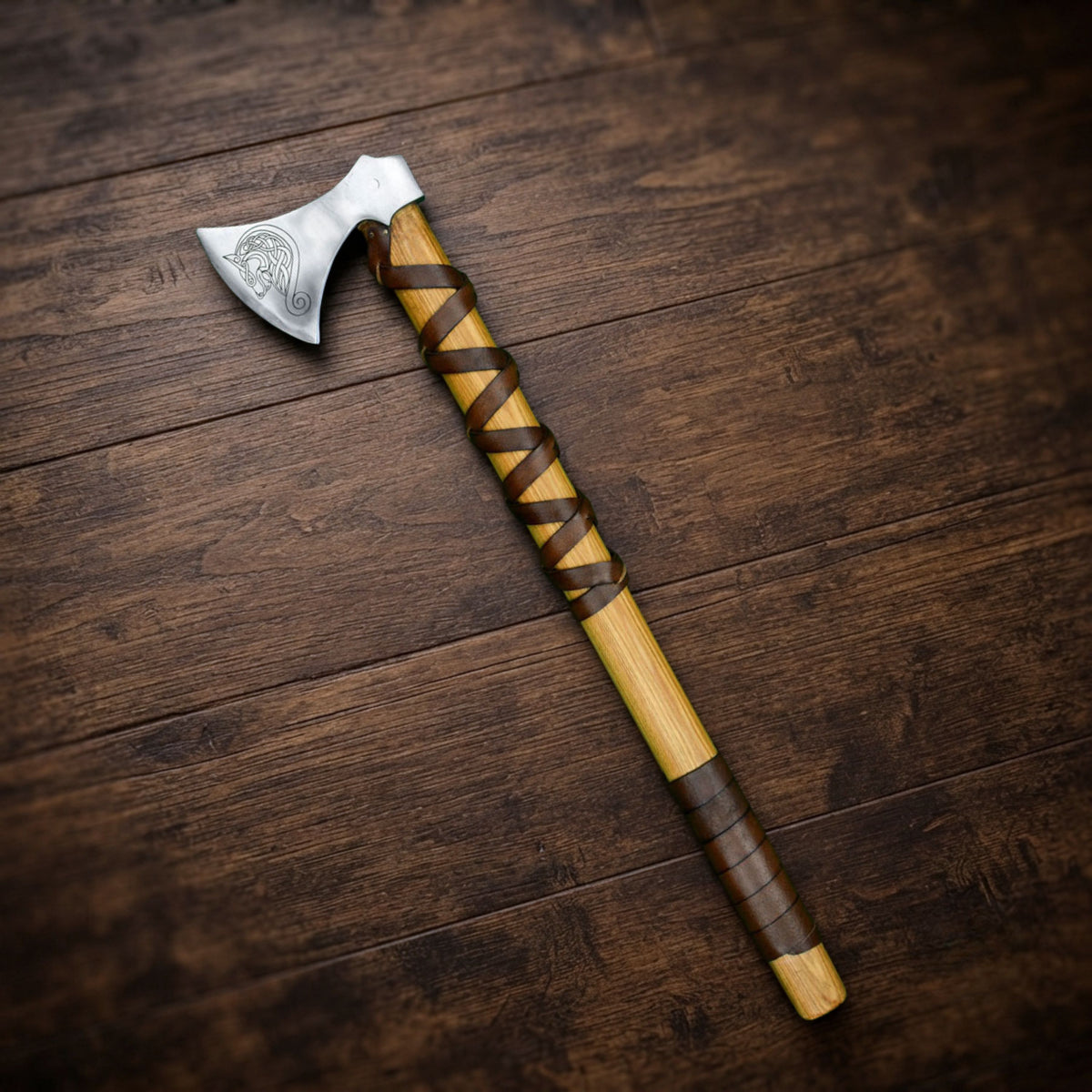 Viking Type G Axe with Etched Norse Design