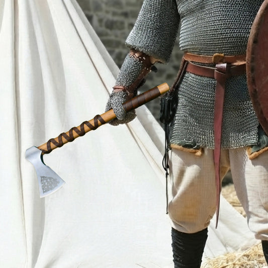 Viking Type F Axe with Etched Norse Design
