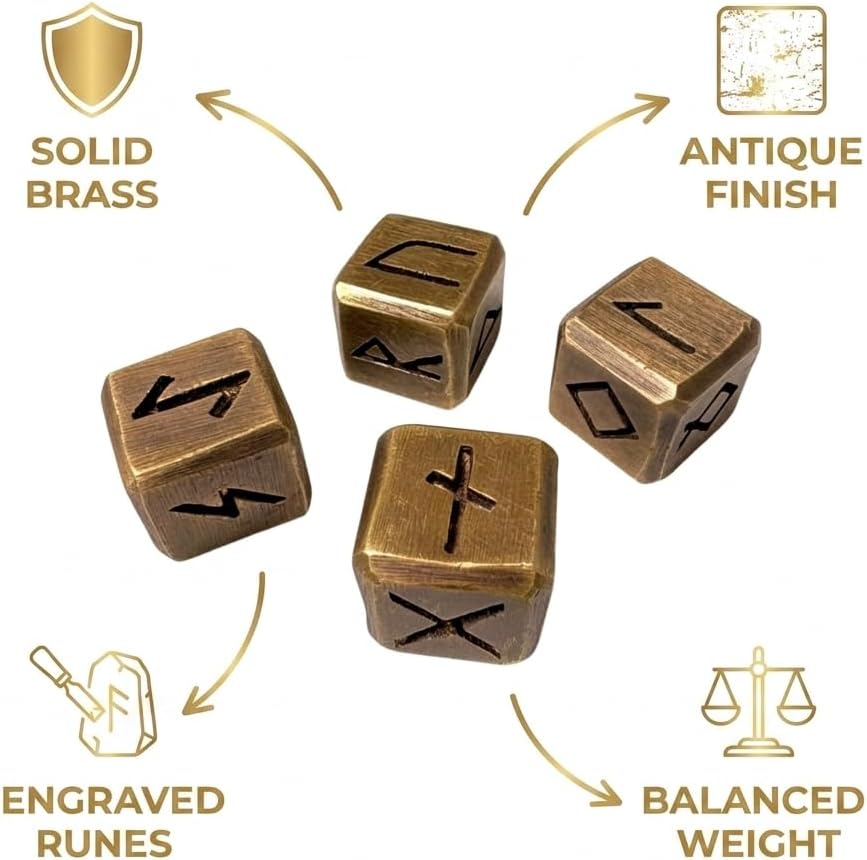 Viking Brass Dice (Set of 4)