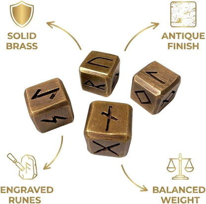 Viking Brass Dice (Set of 4)