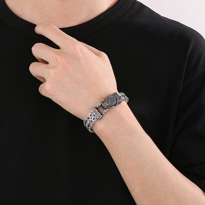 Wolf and Snake Viking Bracelet in Titanium Steel
