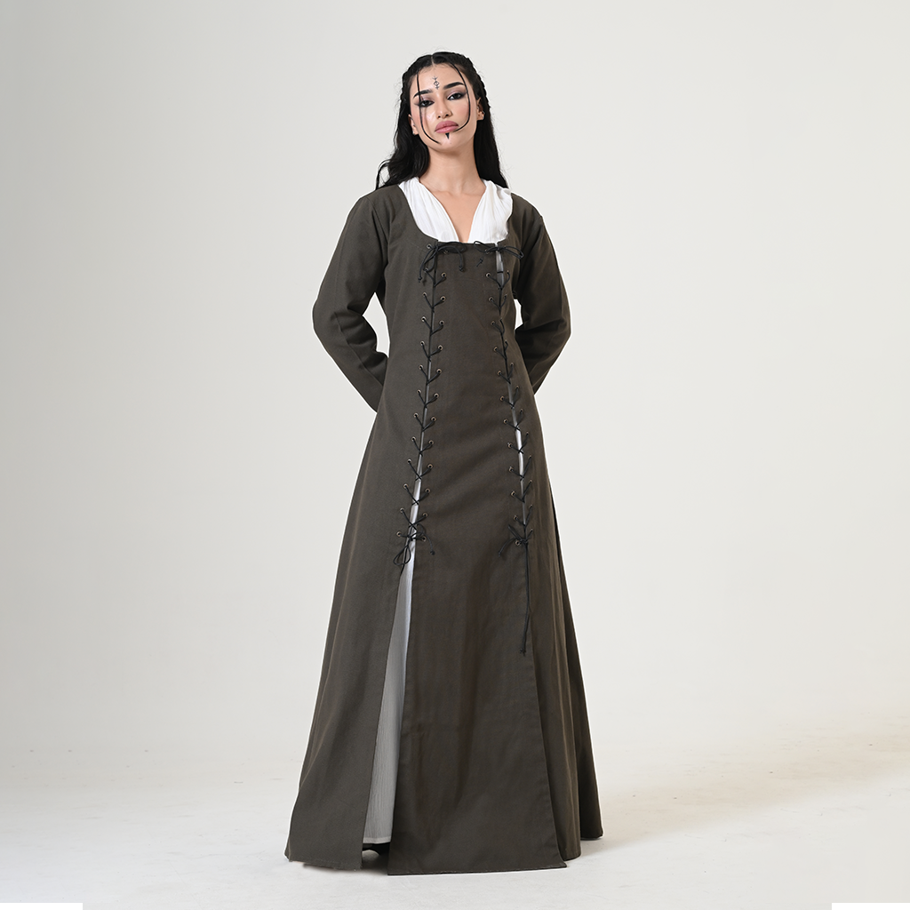Dual Tie-Up Medieval Dress, Convertible Renaissance Gown, Lace Up LARP Costume, Historical Reenactment Dress, Fantasy Cosplay