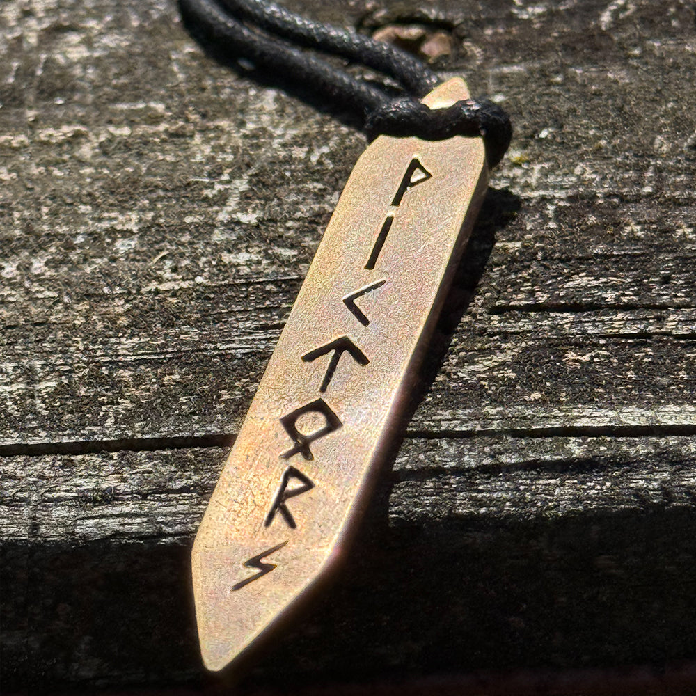 Norse Alley Viking Runes Brass Pendant Necklace Set (Set of 3)