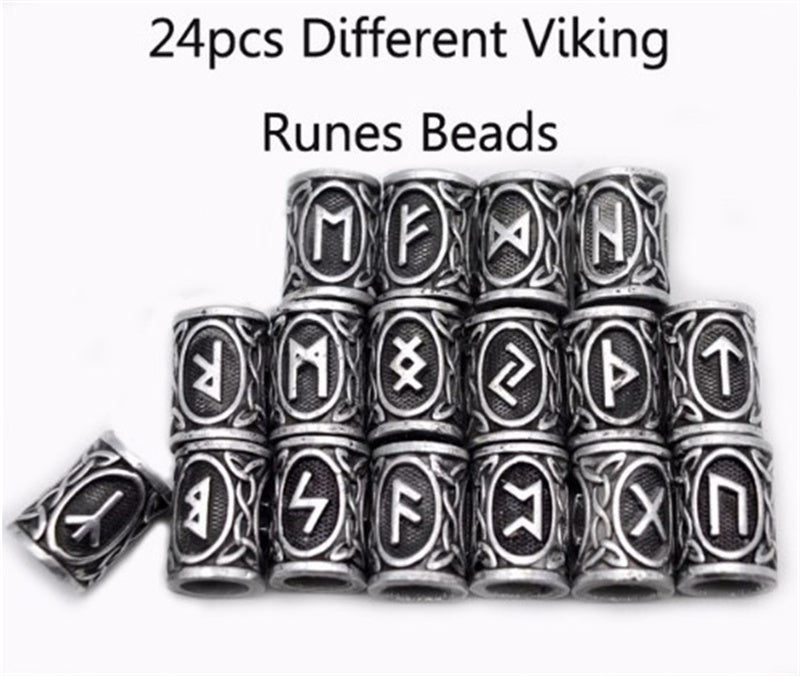 Viking Rune Beard Beads, Set of 24