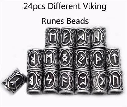 Viking Rune Beard Beads, Set of 24