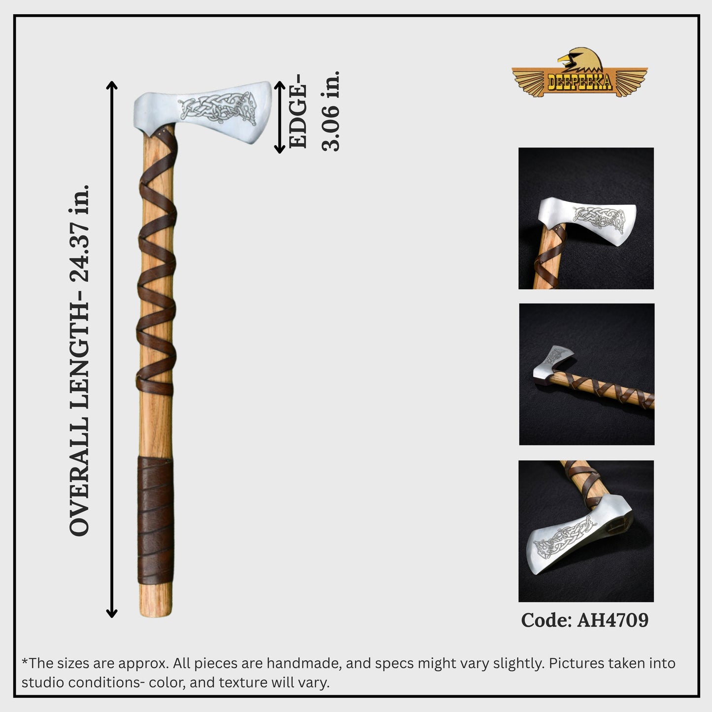 Viking Type L Axe with Etched Norse Design