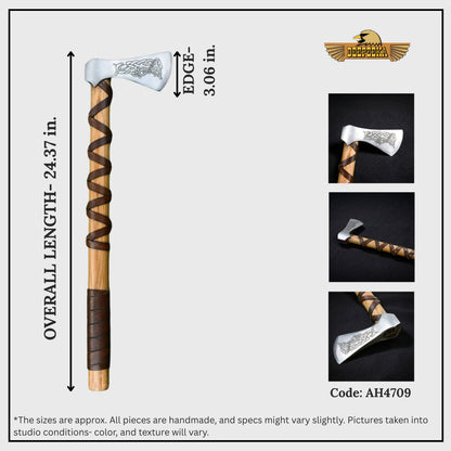 Viking Type L Axe with Etched Norse Design