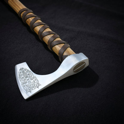 Viking Type C Axe with Etched Norse Design (Bearded)