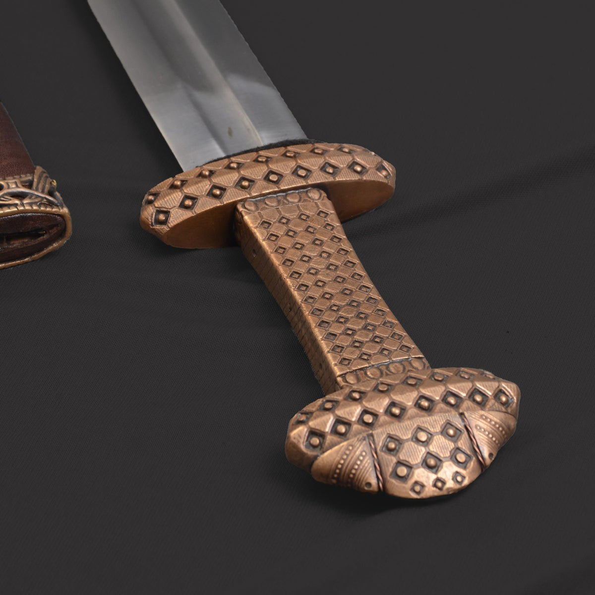 Bronze hilt Viking sword, scabbard