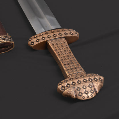 Bronze hilt Viking sword, scabbard