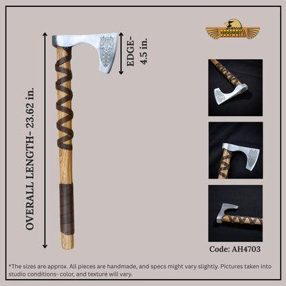Viking Type C Axe with Etched Norse Design (Bearded)